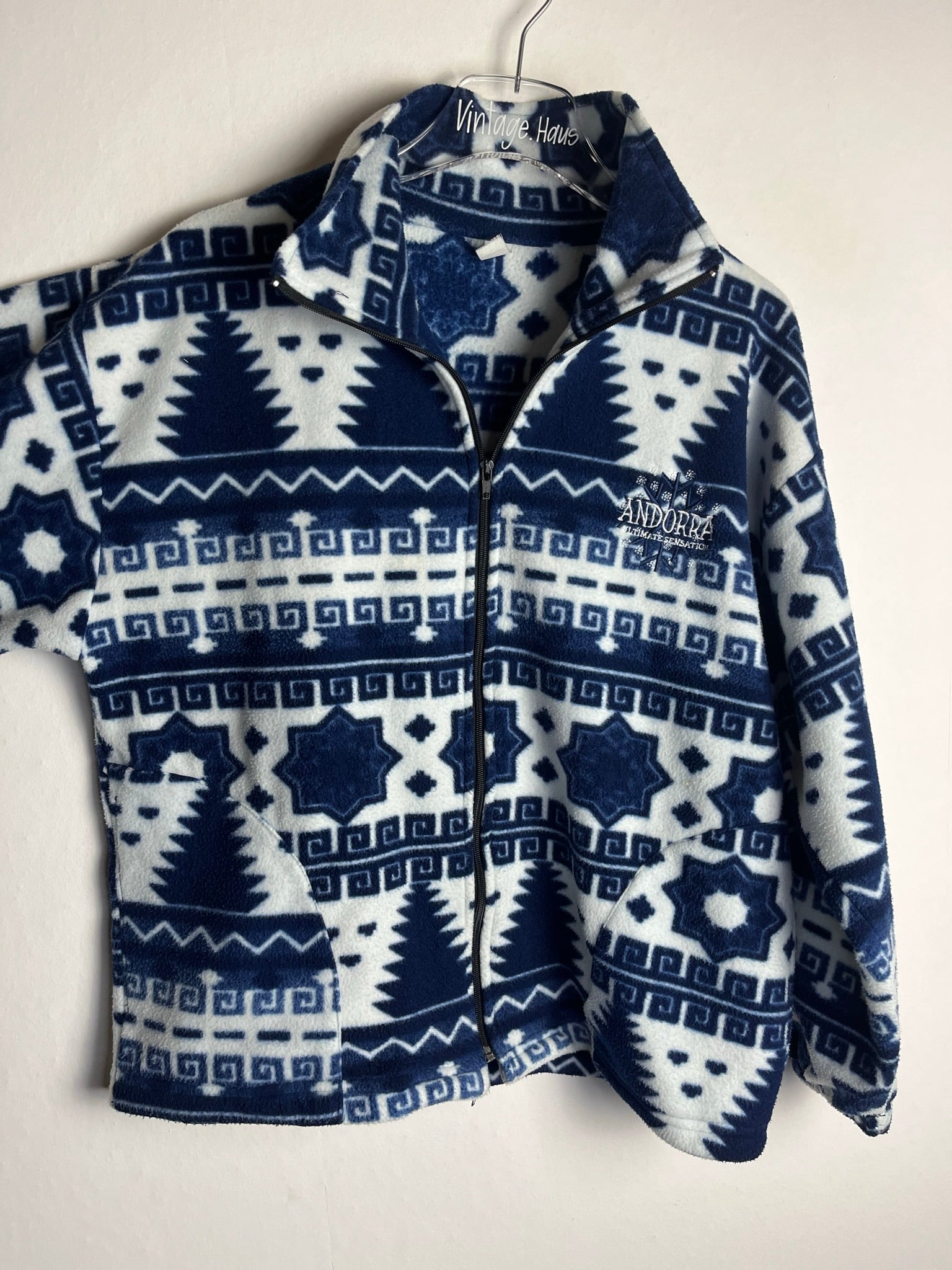 Vintage Fleece Sweatshirtjacke (S-M)