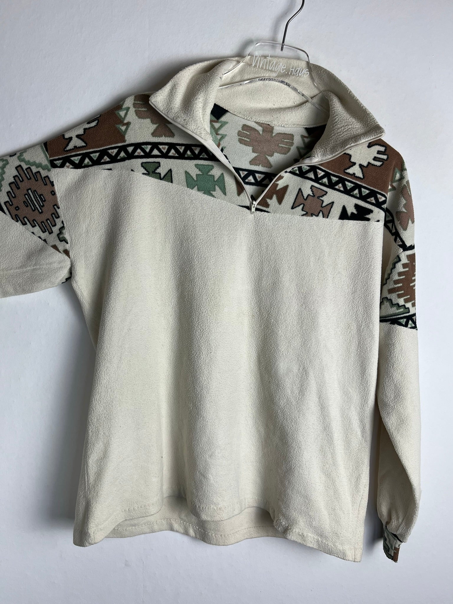 Vintage dünner Fleece Half-Zip Sweater (S)