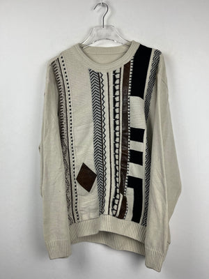 Vintage Sweater mit Lederapplikation (L)