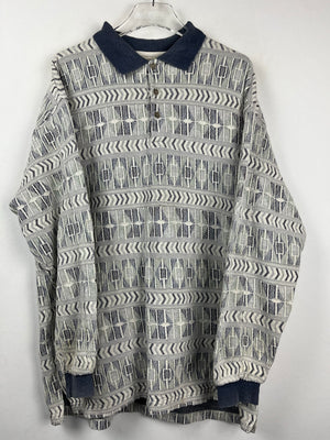 Vintage Baumwoll Half-Zip Sweater (XL)