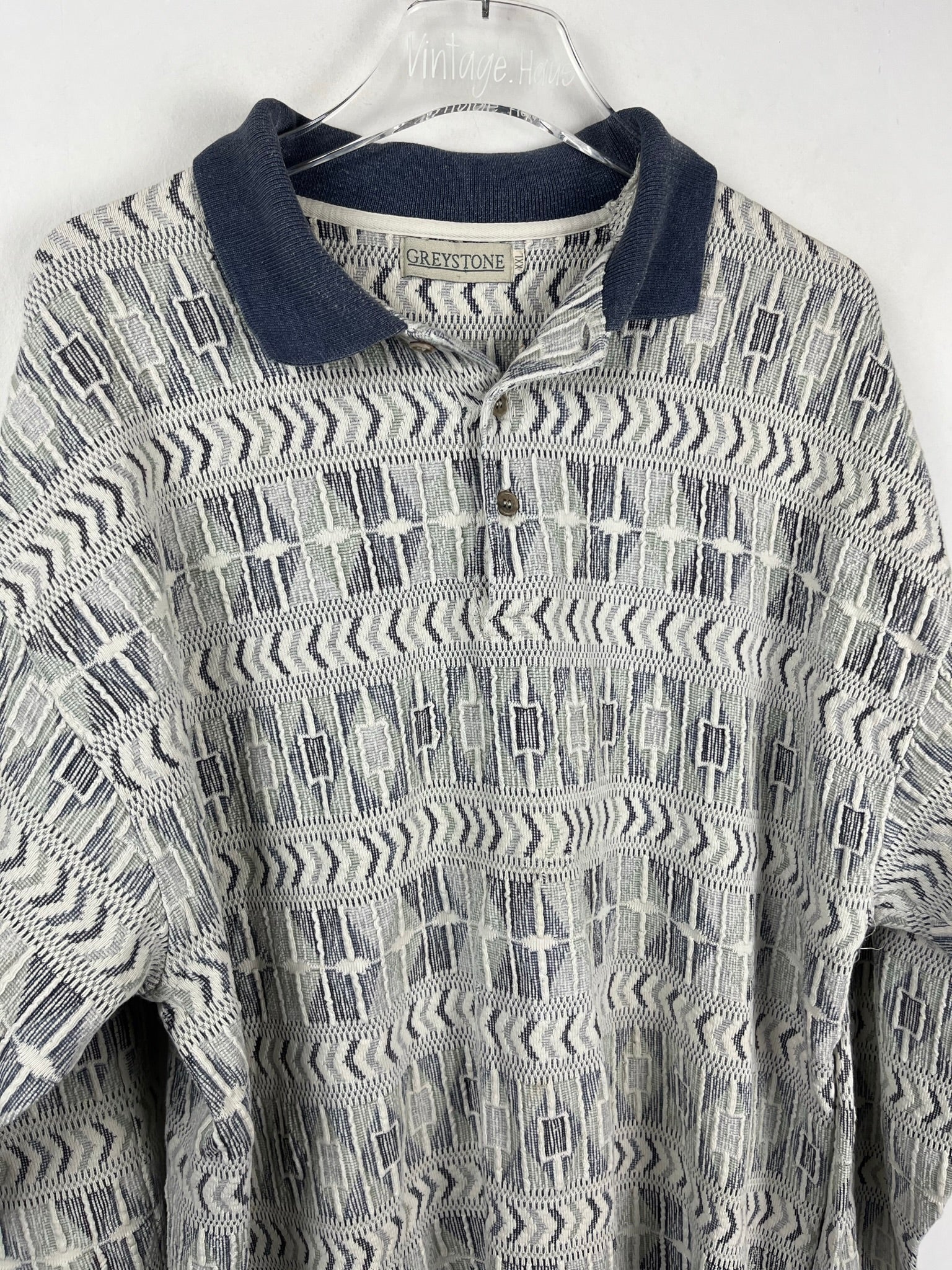 Vintage Baumwoll Half-Zip Sweater (XL)