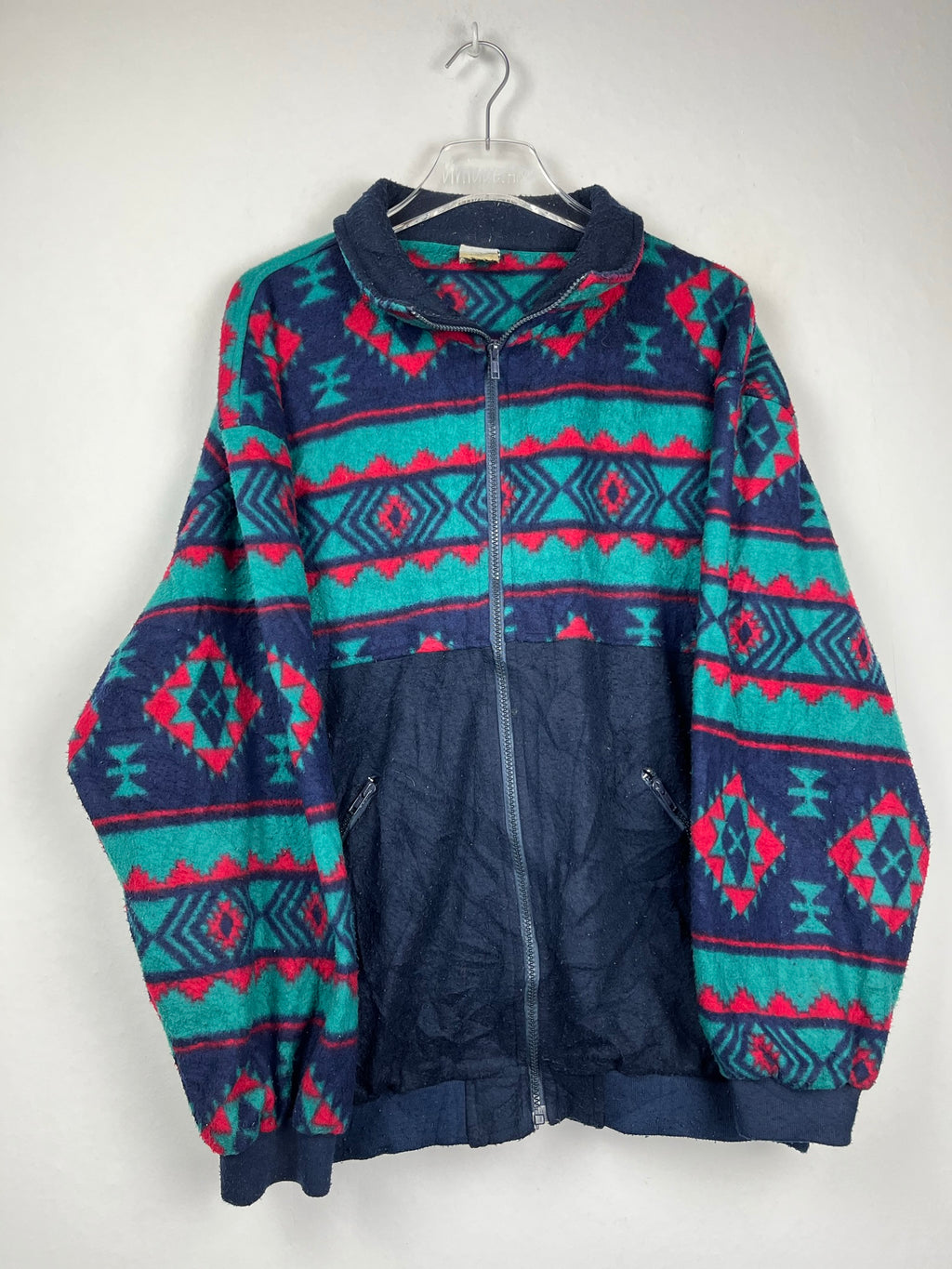 Vintage Fleece Sweatshirtjacke (L)