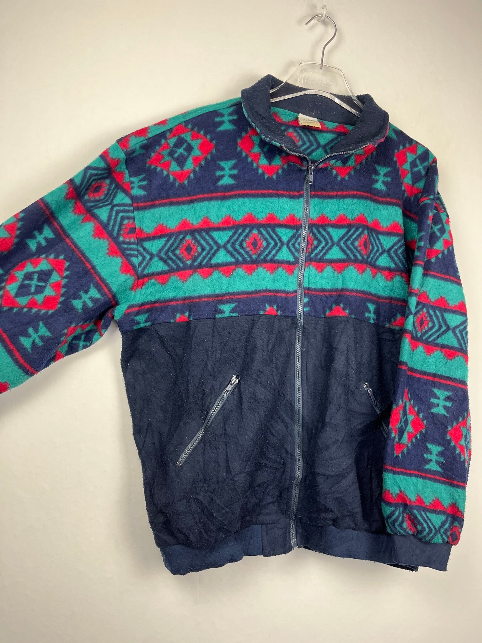 Vintage Fleece Sweatshirtjacke (L)