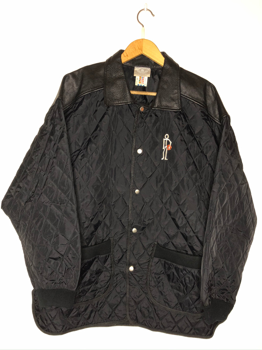 Vintage Adidas Streetball Steppjacke mit Lederapplikation (L)