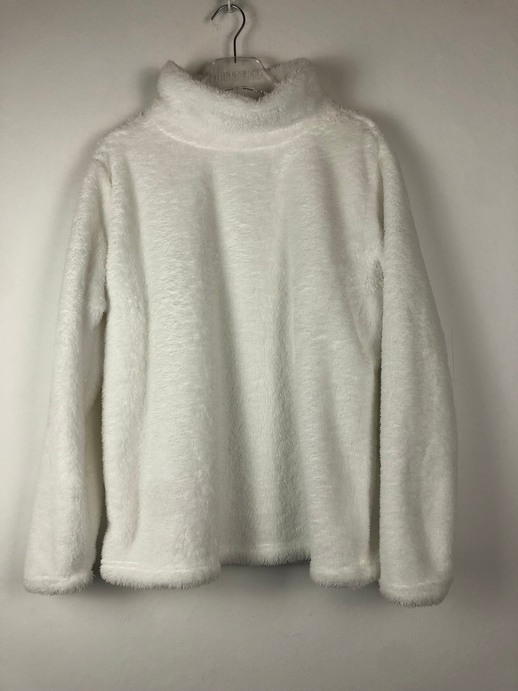 Vintage Teddy Fleece Pullover mit hohem Kragen (L)