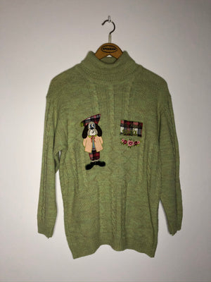 Vintage Rollkragenpullover mit Motiv (M)