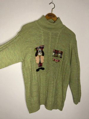 Vintage Rollkragenpullover mit Motiv (M)