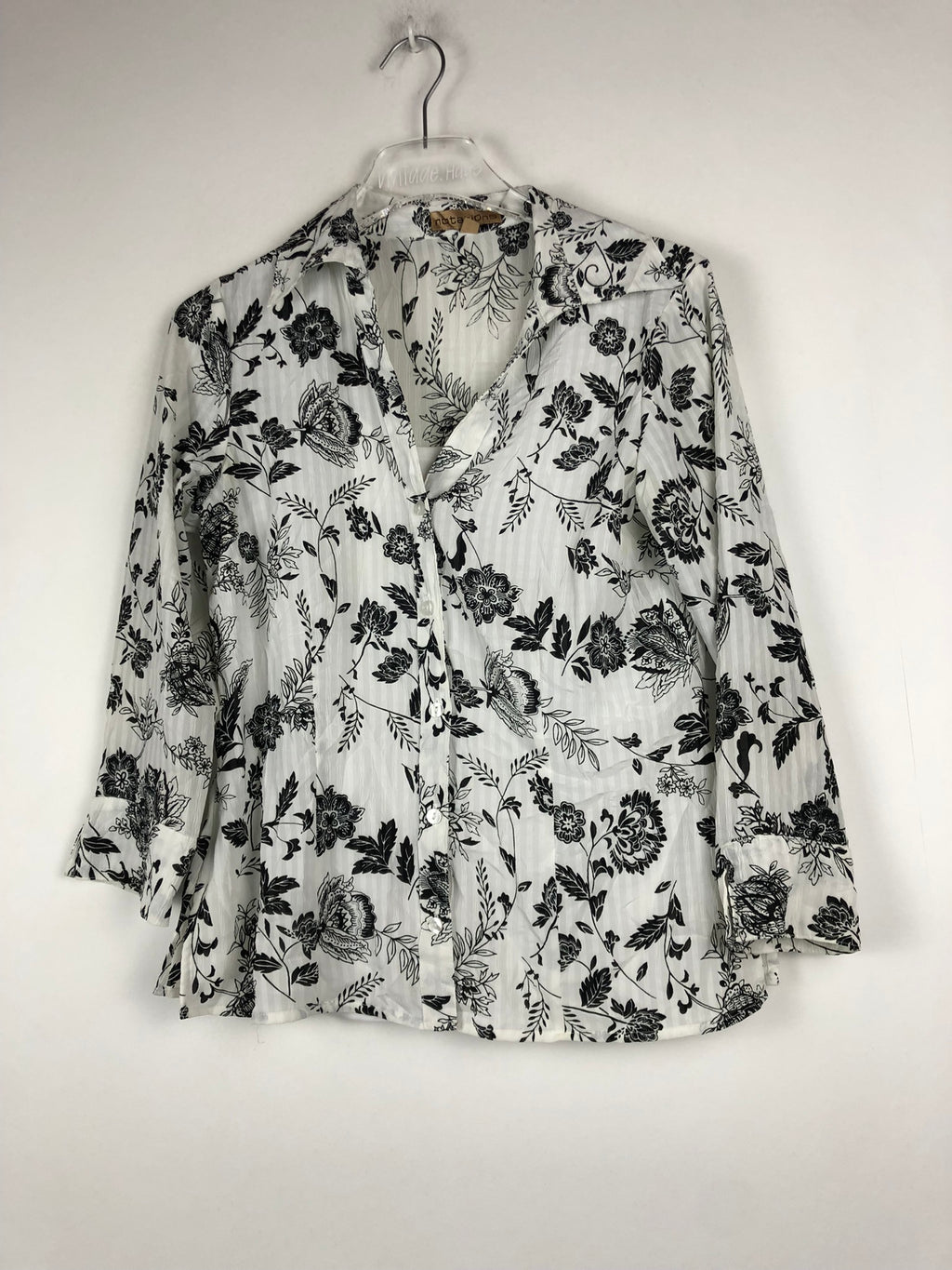 Vintage Bluse mit Weißem Shirt (M)