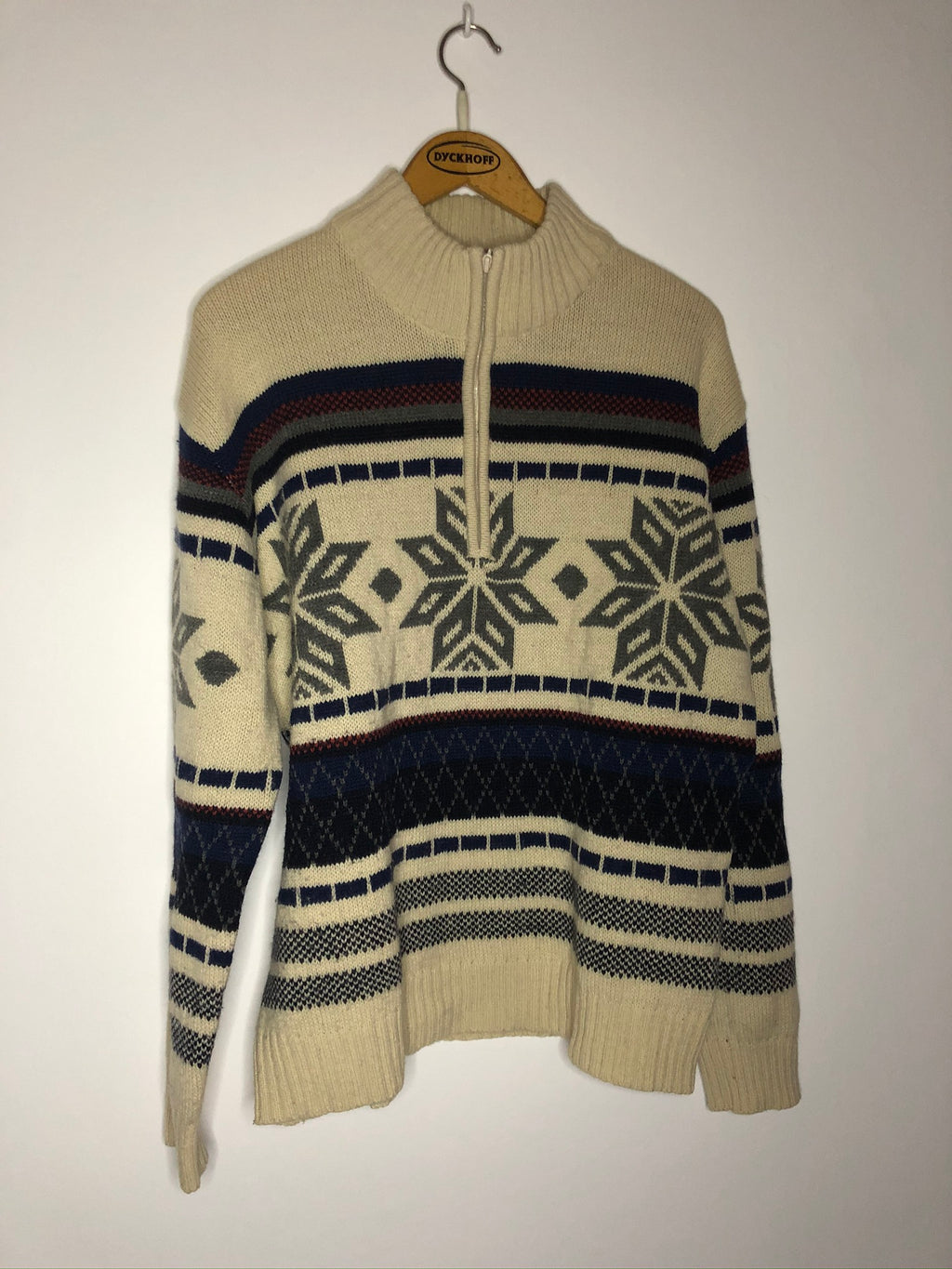 Vintage Half-Zip Wollsweater (L)