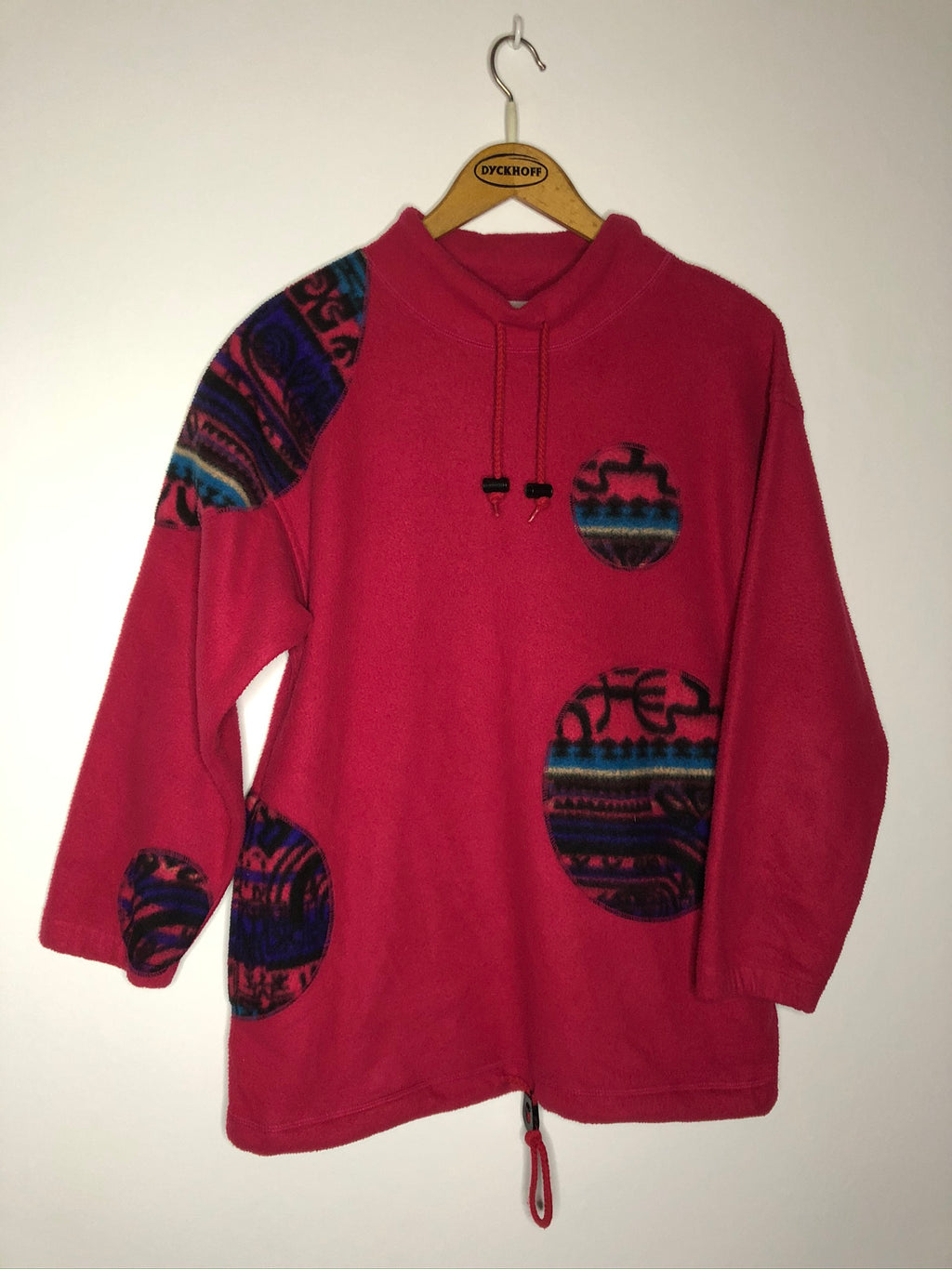 Vintage Fleece Pullover mit Muster (S-M)