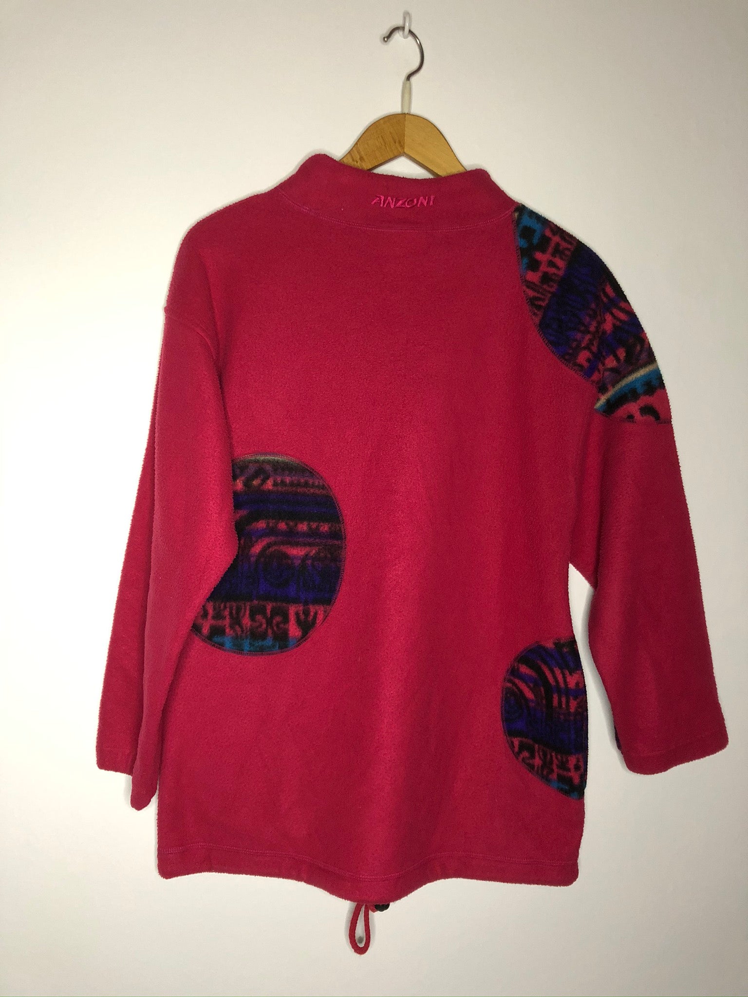 Vintage Fleece Pullover mit Muster (S-M)