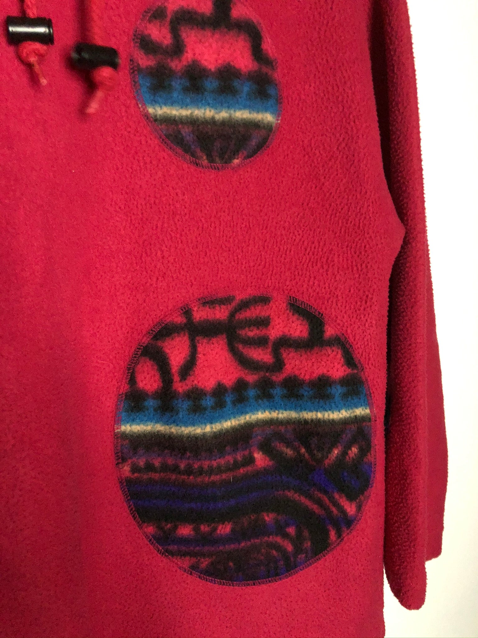 Vintage Fleece Pullover mit Muster (S-M)