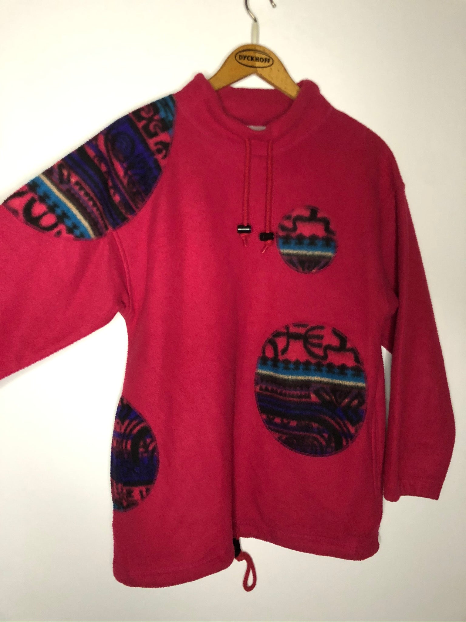 Vintage Fleece Pullover mit Muster (S-M)